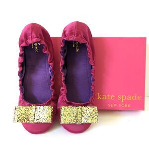 Kate Spade Pink Ballet House Slippers Size 7M Glitter Bows Party Holiday Barbie